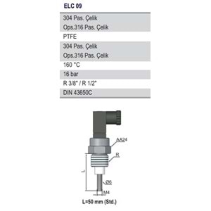 ELC 09 İletkenlik Tip Seviye Elektrodu R 1/2