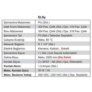 ELSy-500-SOKETLİ Şamandıralı Seviye Şalteri
